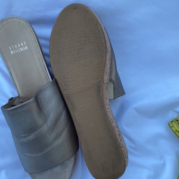 Stuart Weitzman Pewter Cork Wedge Slide Sandals Sz 11 LAST CALL ☎️⚠️ - Picture 6 of 8